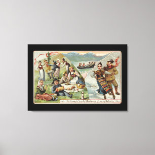 Skaten, Picnic, Ruderboot, Skaten Fjord Schweden Leinwanddruck