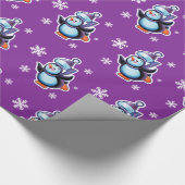 Skaten Pinguin-Glanz lila Geschenkpapier (Ecke)