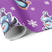 Skaten Pinguin-Glanz lila Geschenkpapier (Rolleneckpunkt)