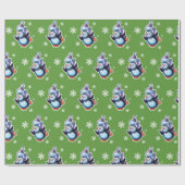 Skaten Pinguin glänzend grün Geschenkpapier (Flach)
