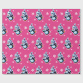 Skaten Pinguin matte Cerise Pink Geschenkpapier (Flach)