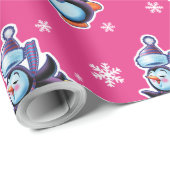 Skaten Pinguin matte Cerise Pink Geschenkpapier (Rolleneckpunkt)