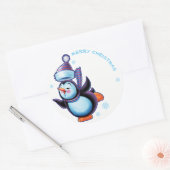 Skaten Pinguin Weihnachtsmarke Runder Aufkleber (Umschlag)