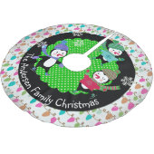 Skaten Pinguine Personalisiert Holiday Tree Skirt  Polyester Weihnachtsbaumdecke (Schrägansicht)