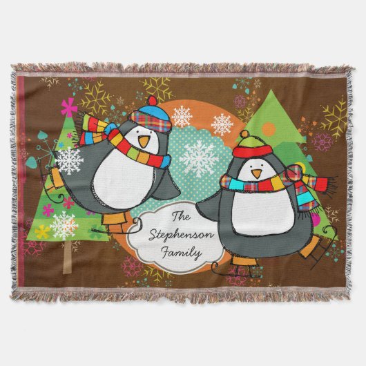 Skaten Pinguine und Weihnachtsbaumen Decke (Vorderseite)
