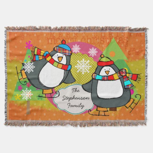 Skaten Pinguine und Weihnachtsbaumen Decke (Vorderseite)