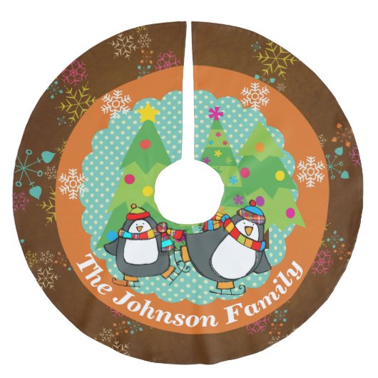 Skaten-Pinguine und Weihnachtsbaumrock 3 Polyester Weihnachtsbaumdecke (Vorderseite)