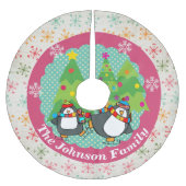 Skaten-Pinguine und Weihnachtsbaumrock Polyester Weihnachtsbaumdecke (Vorderseite)