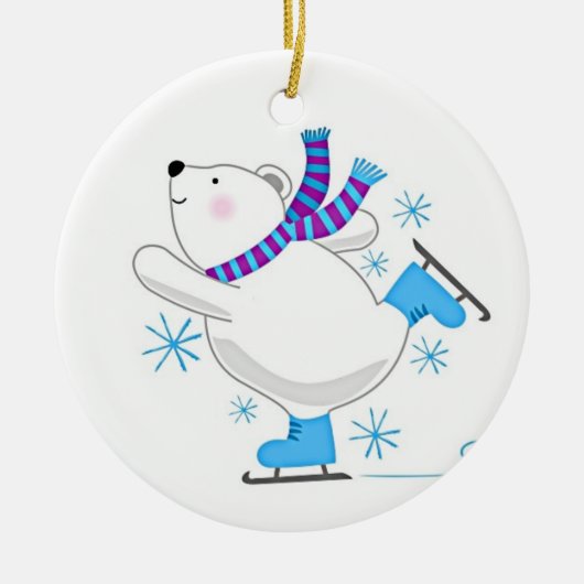 *SKATEN POLAR BEAR* CHRISTMAS ORNANATION KERAMIK ORNAMENT (Vorne)