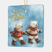 Skaten Polar Bears Weihnachtsfest Keramikornament (Links)