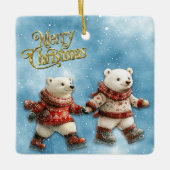 Skaten Polar Bears Weihnachtsfest Keramikornament (Vorderseite)