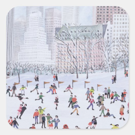 Skaten Rink Central Park New York 1994 Quadratischer Aufkleber (Vorderseite)