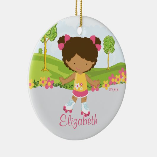 Skaten-Rollen-Skater-Mädchen-Weihnachtsverzierung Keramikornament (Rechts)