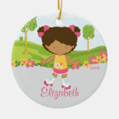 Skaten-Rollen-Skater-Mädchen-Weihnachtsverzierung Keramikornament (Vorne)