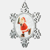 Skaten Santa mit Baum Schneeflocken Zinn-Ornament (Rechts)
