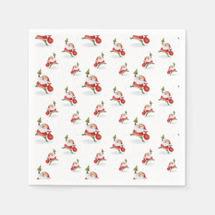 Skaten Santa Niedliche Weihnachtsfarbe Serviette