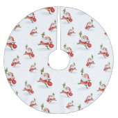 Skaten Santa Niedliche Weihnachtswasserfarbe Muste Polyester Weihnachtsbaumdecke (Vorderseite)