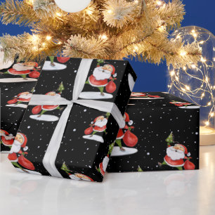 Skaten Santa Niedliche Weihnachtswasserfarbe zeich Geschenkpapier