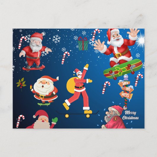 Skaten Santa Postkarte (Vorderseite)