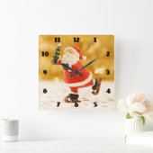Skaten Santa Quadratische Wanduhr (Zuhause)