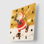 Skaten Santa Quadratische Wanduhr (Winkel)