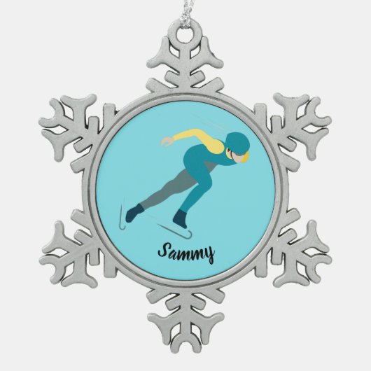 Skaten Schneeflocken Zinn-Ornament (Vorderseite)