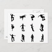 Skaten Skateboarder-Silhouetten Postkarte (Vorne/Hinten)
