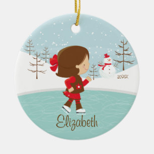 Skaten-Skater-Mädchen-datierte Keramik Ornament