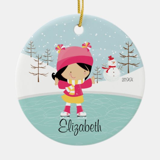 Skaten-Skater-Mädchen-datierte Keramikornament (Vorne)