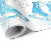 Skaten und Schneeflocken Geschenkpapier (Rolleneckpunkt)