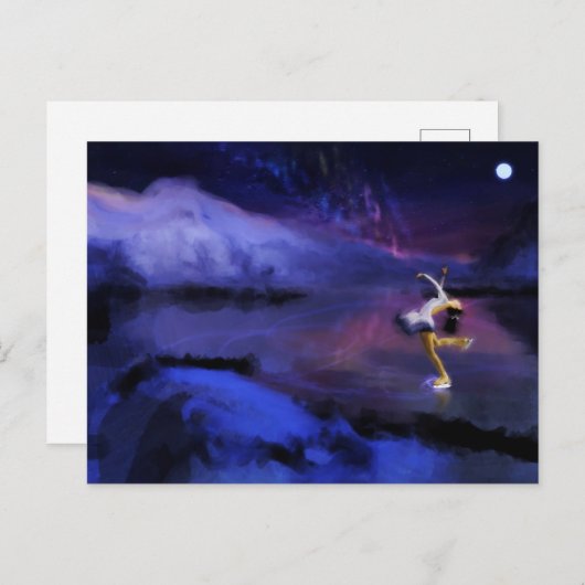 Skaten unter der Nordlichtspalte Postkarte (Vorne/Hinten)