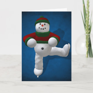 Skaten Vintag Snowman Feiertagskarte