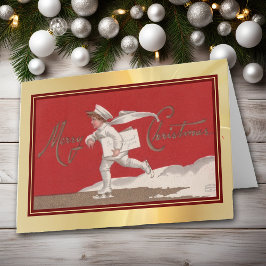 Skaten Weihnachts Lieferjunge Vintager Urlaub Karte
