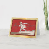 Skaten Weihnachts Lieferjunge Vintager Urlaub Karte (Vorderseite)