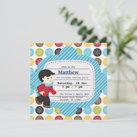 Skaten zum Geburtstag (Junge) Einladung (Stehend Vorderseite)