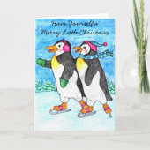 Skatenpenguins-Weihnachtskarte Feiertagskarte (Vorderseite)