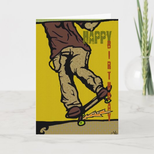 Skater2, glücklich, Geburtstag Karte (Vorderseite)
