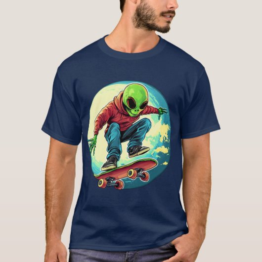 Skater Alien / Skateboarder T - Shirt (Vorderseite)
