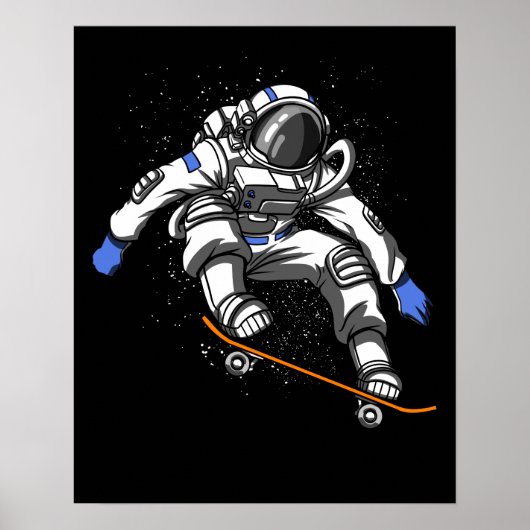 Skater Astronaut Skateboarding Cosmic Space Poster (Vorne)