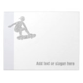 Skater auf Skateboard-Logos und Slogan Notizblock (Vorderseite)