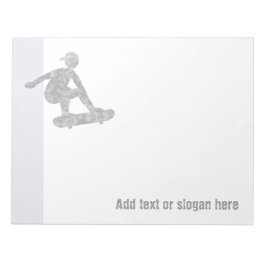 Skater auf Skateboard-Logos und Slogan Notizblock