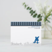 Skater Boy Customized Flat Mitteilungskarten (blau (Stehend Vorderseite)
