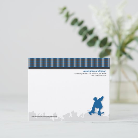 Skater Boy Customized Flat Mitteilungskarten (blau (Stehend Vorderseite)