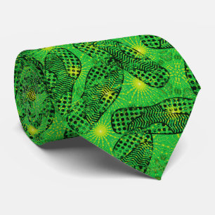 Skater Boy Green Footprints Pattern Krawatte