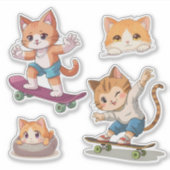 Skater Cat Aufkleber (Vorderseite)