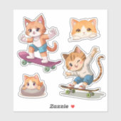 Skater Cat Aufkleber (Blatt)