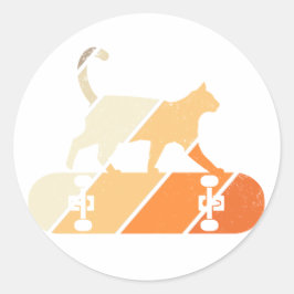 Skater Cat Primo Walk Skateboard Runder Aufkleber