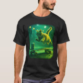 Skater Cat Retro Graphic T-Shirt Funny Skateboard (Vorderseite)