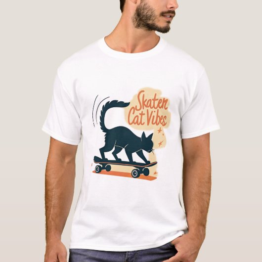 Skater Cat Vibes Funny Feline on Skateboard T-Shirt (Vorderseite)