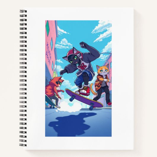 Skater Cats Sketchbook Notizblock (Vorderseite)